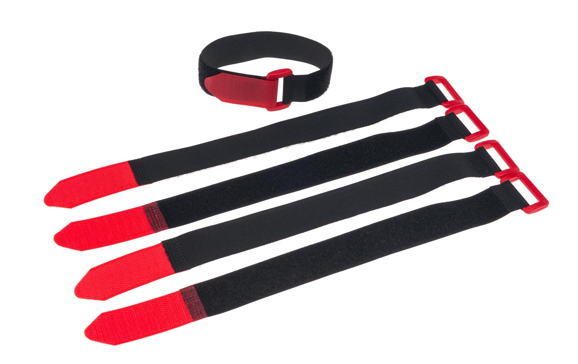 FASTECH Schlaufenband 300 × 25 mm, mit Schnalle, schwarz/rot, 5 Stk.