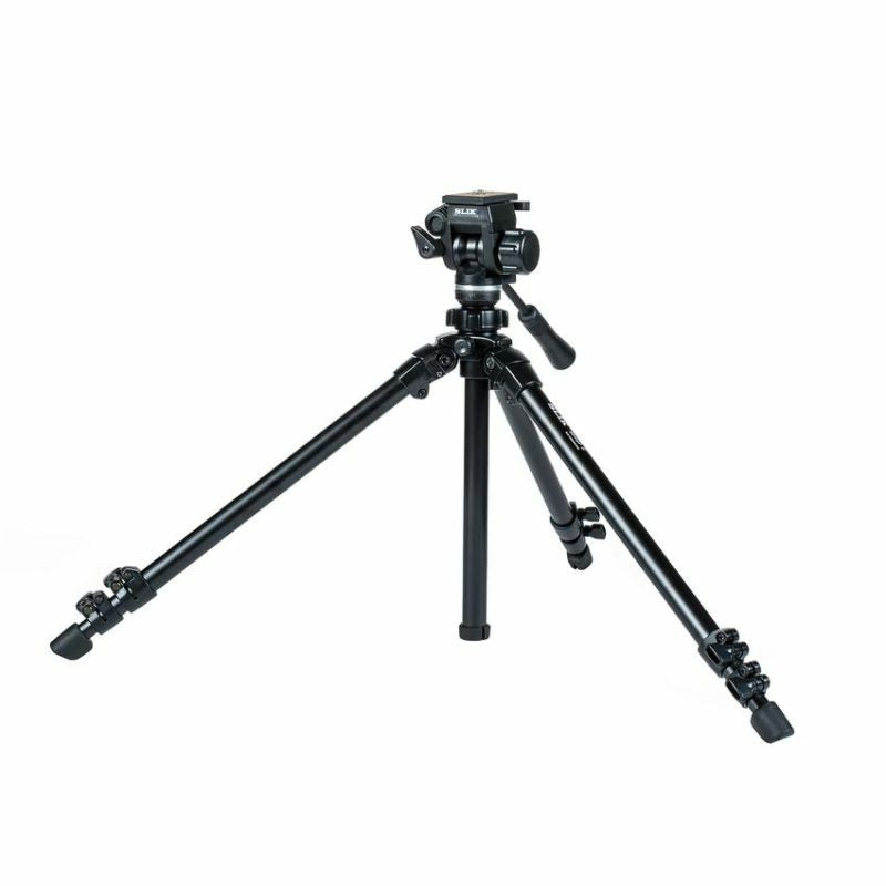 Slik 504QF II Videostativ – 156 cm max, 45 cm min, 3-Sektionen – 3 kg Traglast – Aluminium – Schwarz