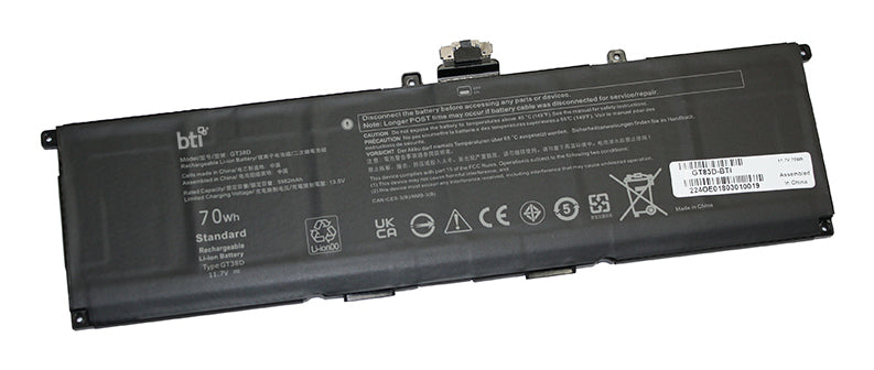 BTI Notebook-Akku – für Dell XPS 9440, XPS 14 9440, XPS9440-7134SLV-PUS – 70 Wh, 11,7 V (6 Zellen) – Schwarz