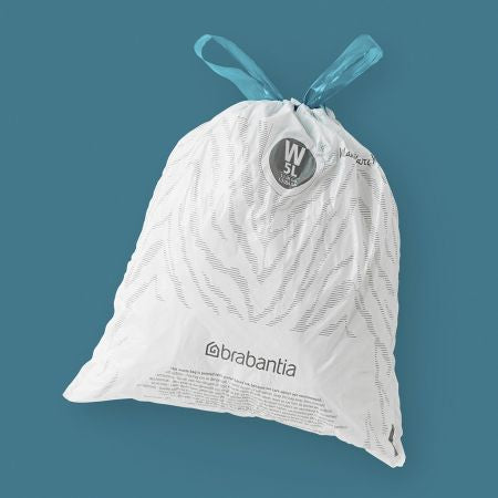 Brabantia Kehrichtsack für PerfectFit W – 5 l, mit Zugband, PE, weiss, 295 × 340 mm, 40 Stk
