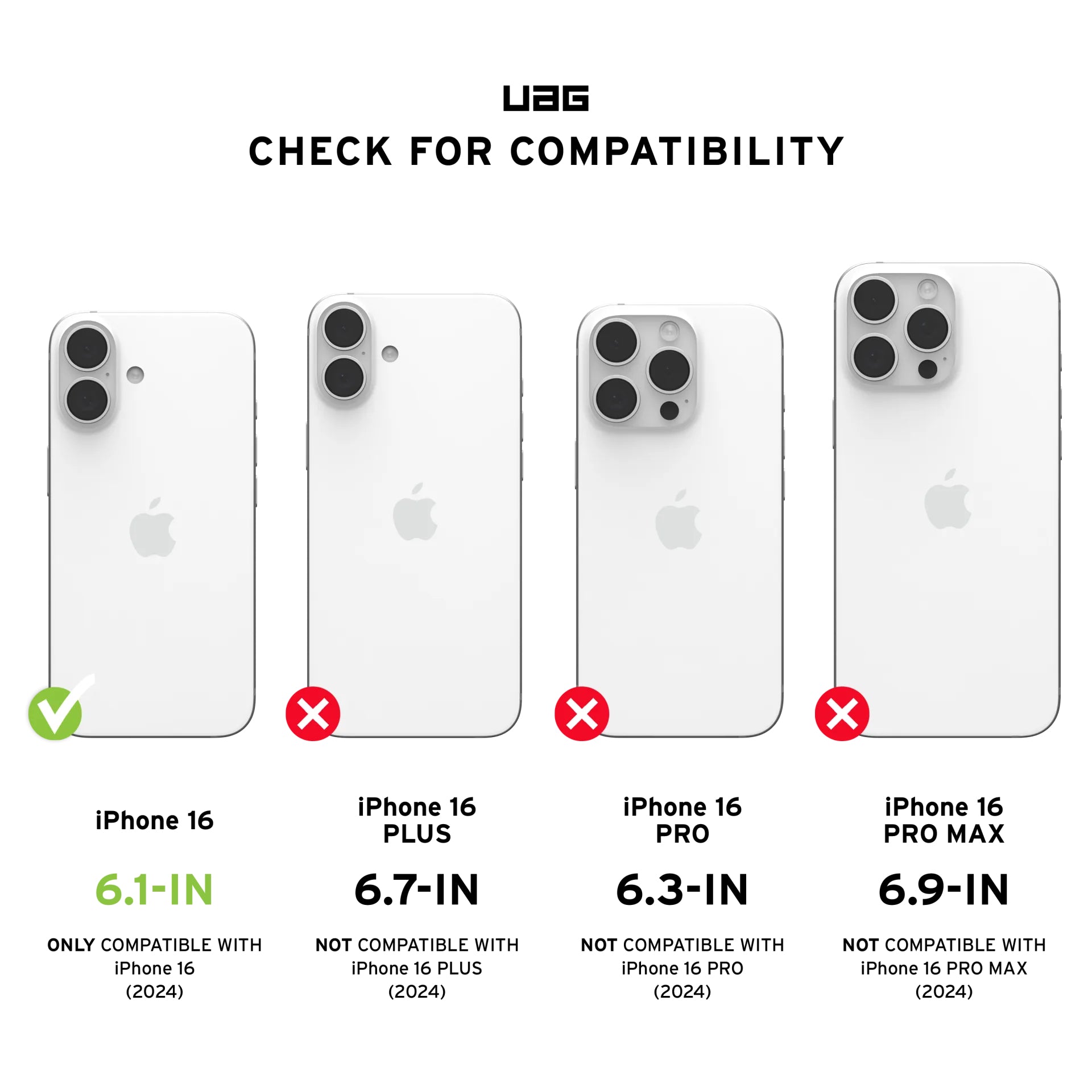 Urban Armor Gear Backcover – für Apple iPhone 16 – schwarz/orange – MagSafe-kompatibel