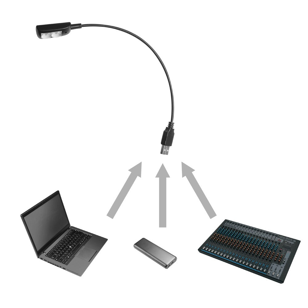 Adam Hall Monitor-Lichtleiste SLED 1 PRO – 200 lm, 6000–6500 K, dimmbar, USB – Schwarz