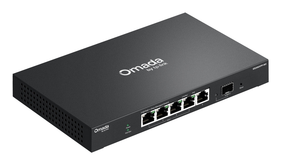 TP-Link ES206XPP-M2 – Managed L2 Switch – 5× 2,5G, 1× SFP+, PoE++, PoE-Budget 120 W, Desktop
