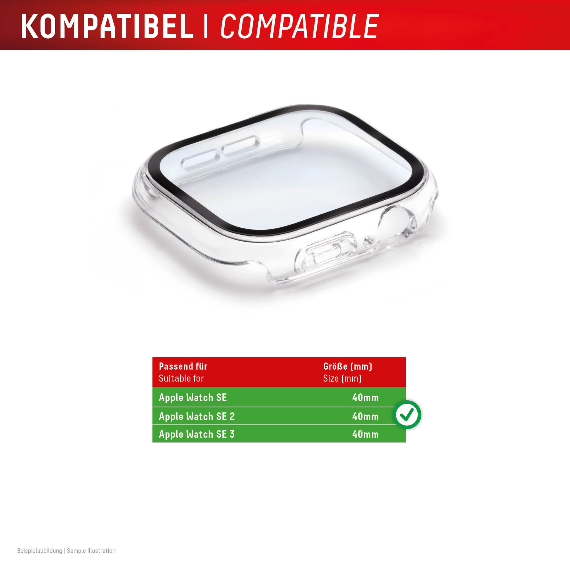 Displex Displayschutz (Panzerglas), Full Body – für Apple Watch SE3/SE2/SE 40 mm