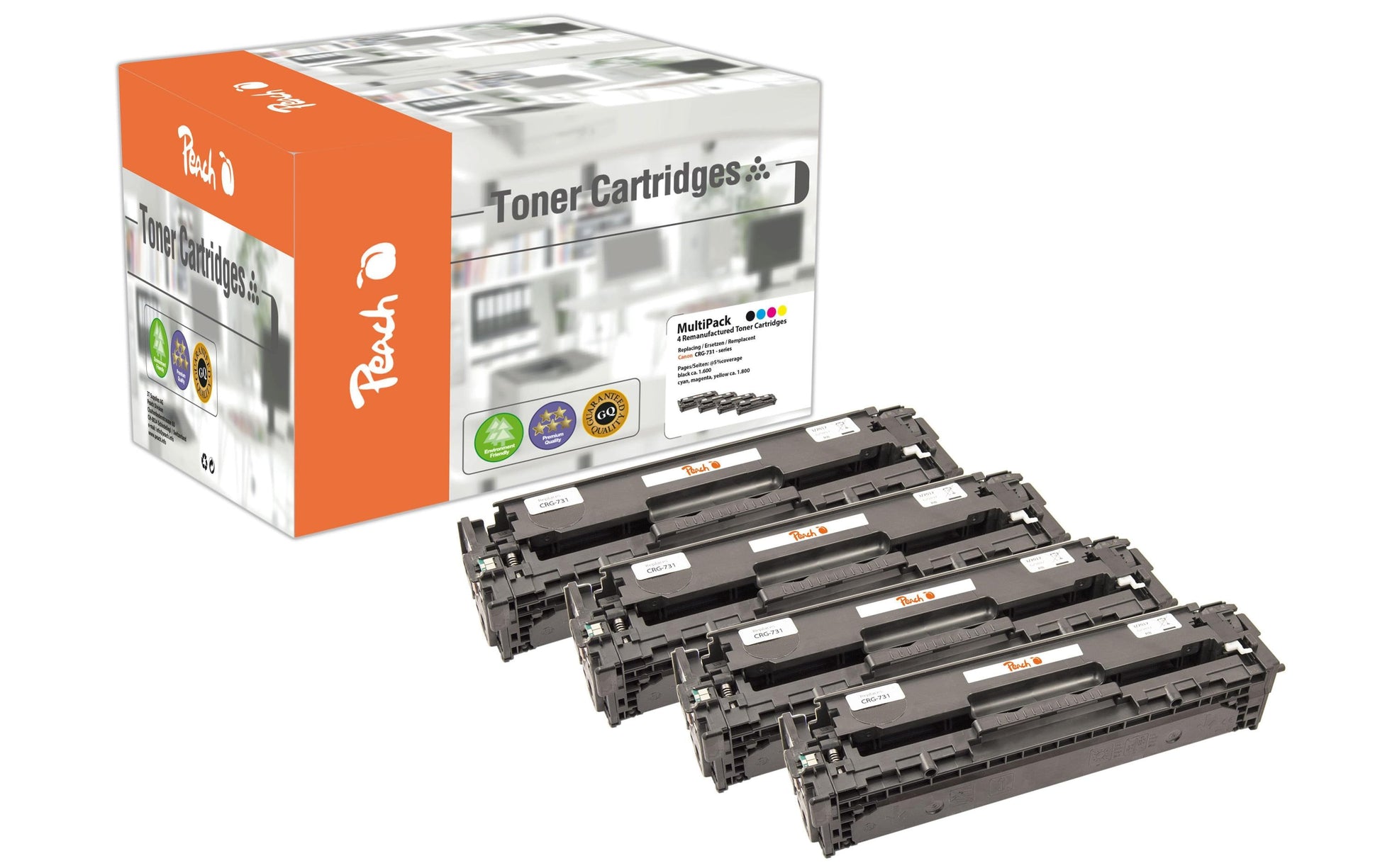 Peach Toner-Multipack CRG-731 – BK/C/M/Y, 7000 Seiten – für Canon LBP-7110 cw, LBP-7100 cn, MF 623 Cn und andere