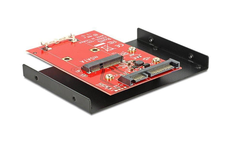 DeLOCK 62415 Adapter mSATA zu SATA – 6 Gbit/s, 3,5" Einbaurahmen, Rot