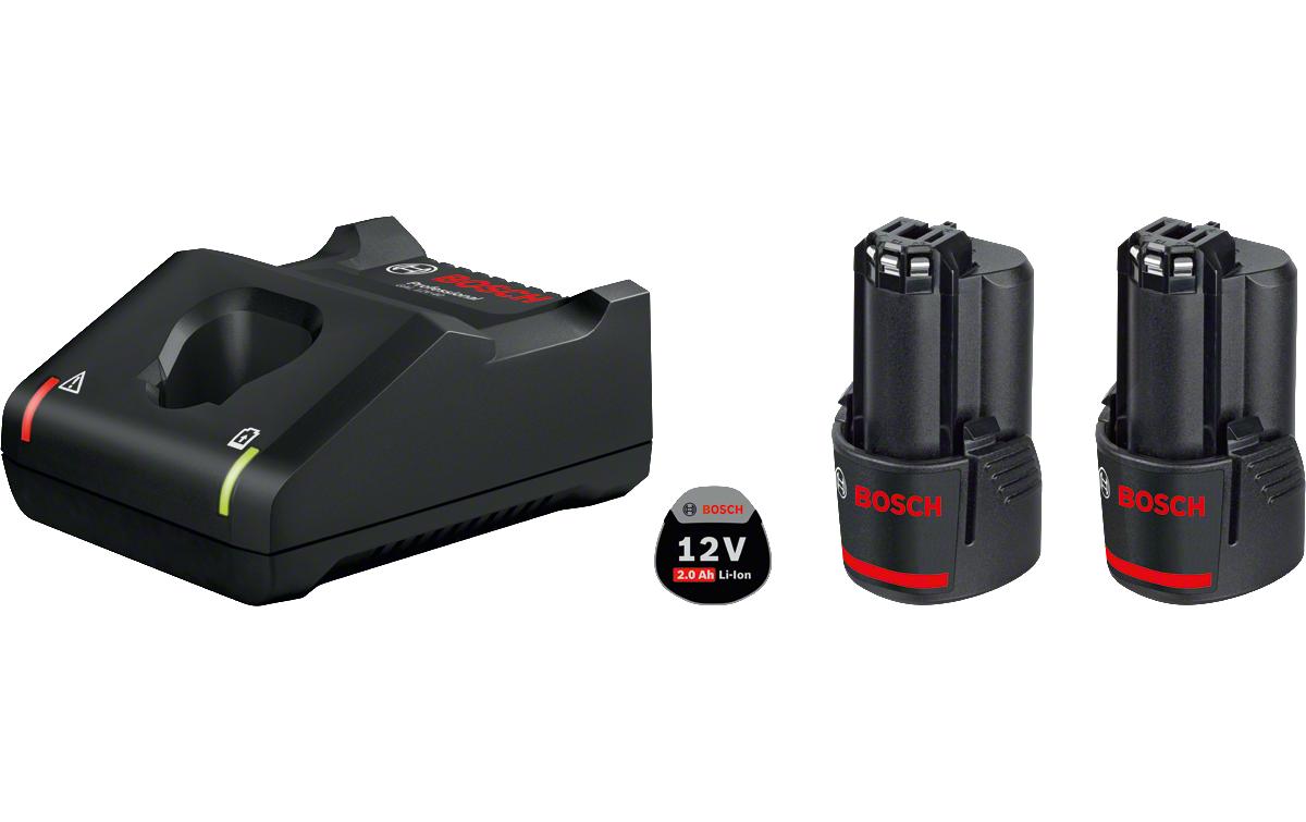 Bosch Professionelles GBA Akku- & Ladegerät-Set 10,8 V 2 Ah (24 Wh) – 2 Stk – für Bosch