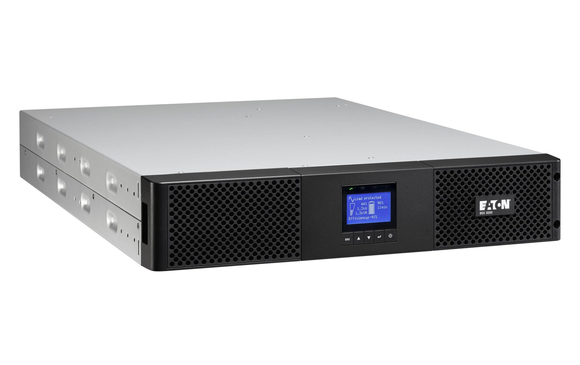 Eaton 9SX 3000i Rack2U (9SX3000IR) – USV Online (Doppelwandler), 3 kVA/2700 W, 9× IEC (C13/C19), Rack 2U