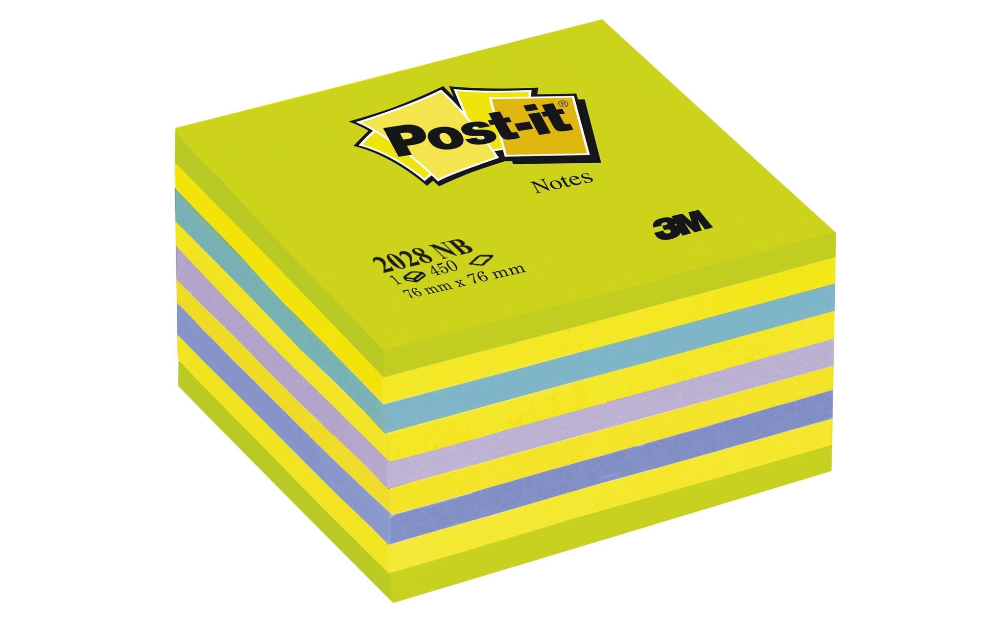 Post-it Haftnotizen – 76×76 mm – mehrfarbig (blau, grün), 450 Blatt, PEFC