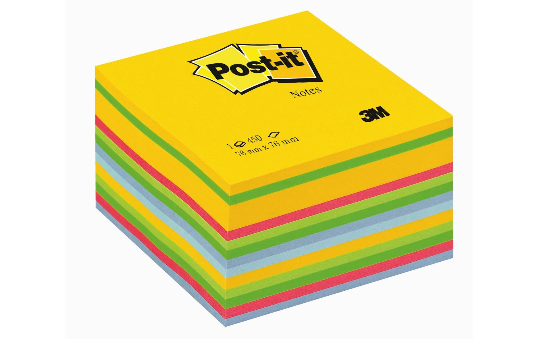 Post-it Haftnotizen – 76×76 mm – Mehrfarbig, 450 Blatt, PEFC