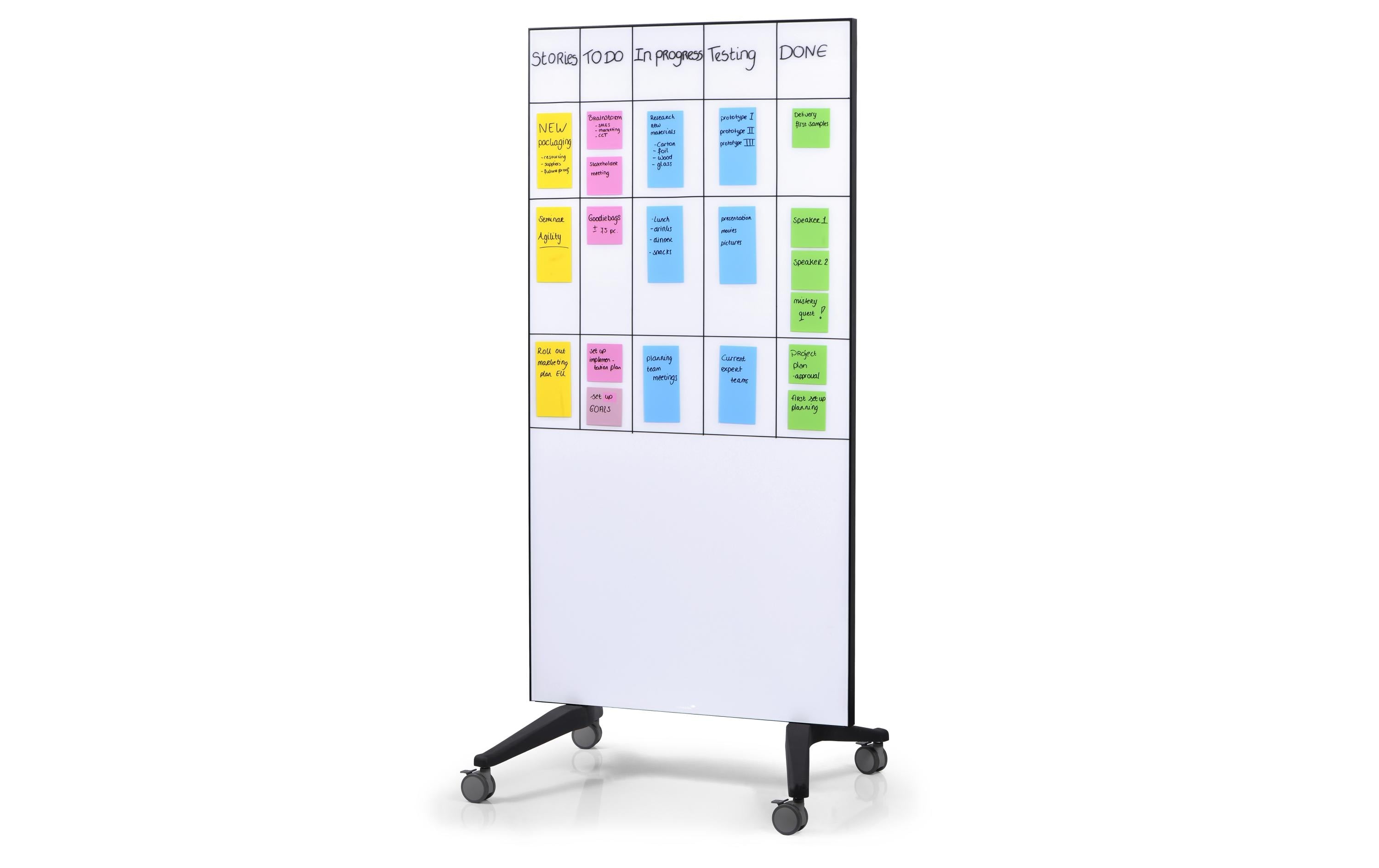 Legamaster Whiteboard – 95 × 175 cm, Glas, magnetisch, Stahl-Rahmen, mobil