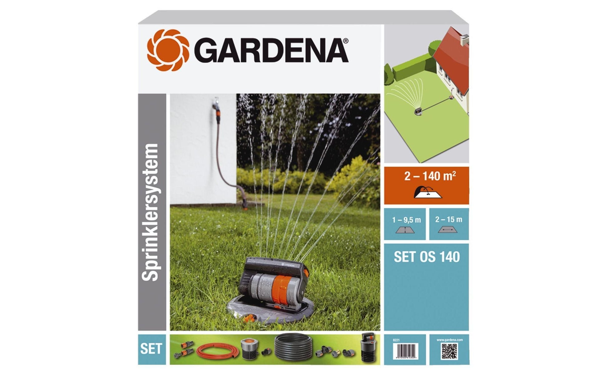 Gardena Impuls-Wassersprenger Komplett-Set – für Sprinklersystem – Grau, Orange