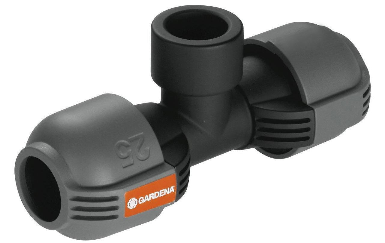 Gardena T-Stück – 25 mm × 3/4" Innengewinde, grau, 2 Ausgänge, für Sprinklersystem
