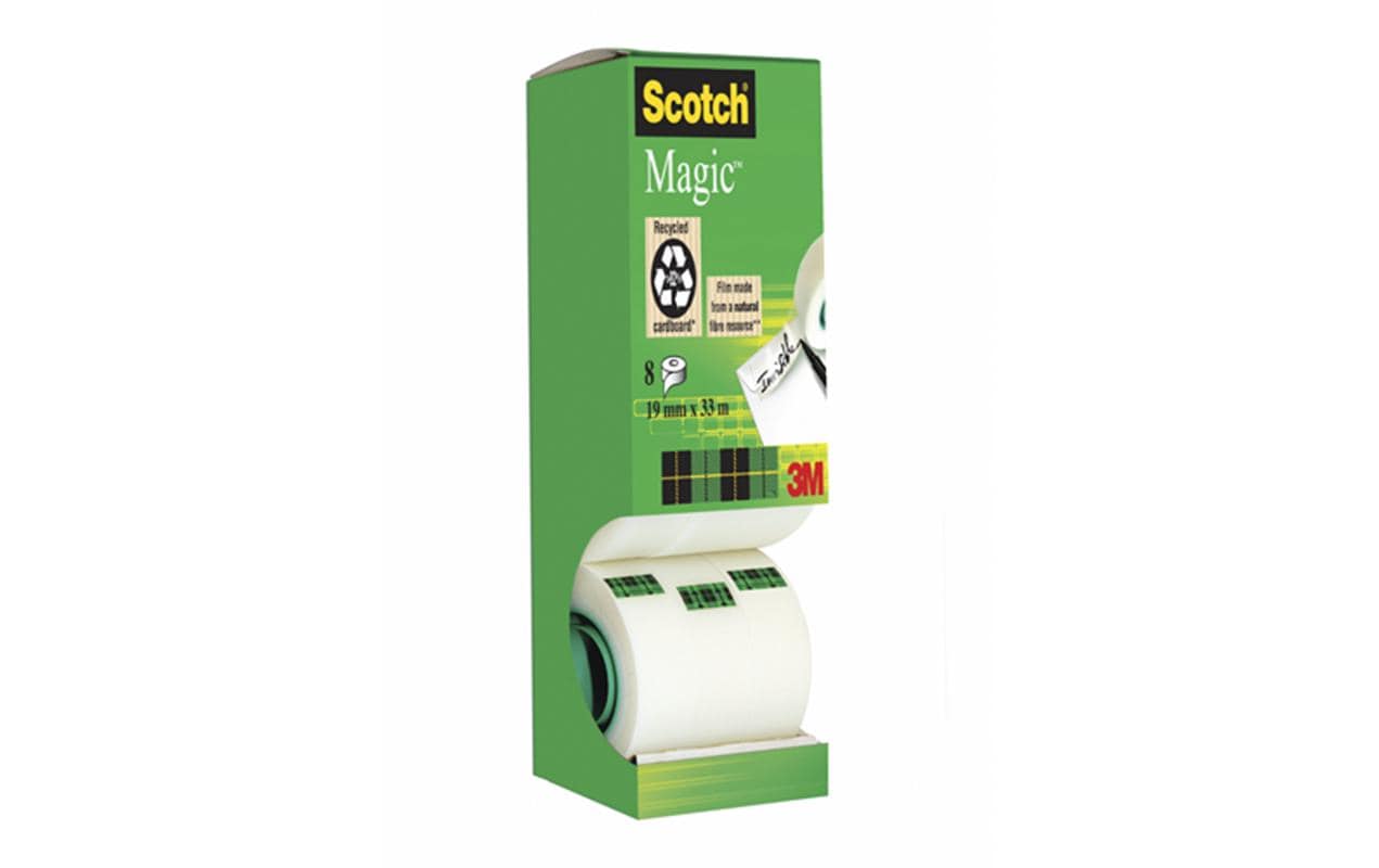 Scotch Büro-Klebeband Magic 810 – unsichtbar, 19 mm × 33 m, transparent, 8 Rollen