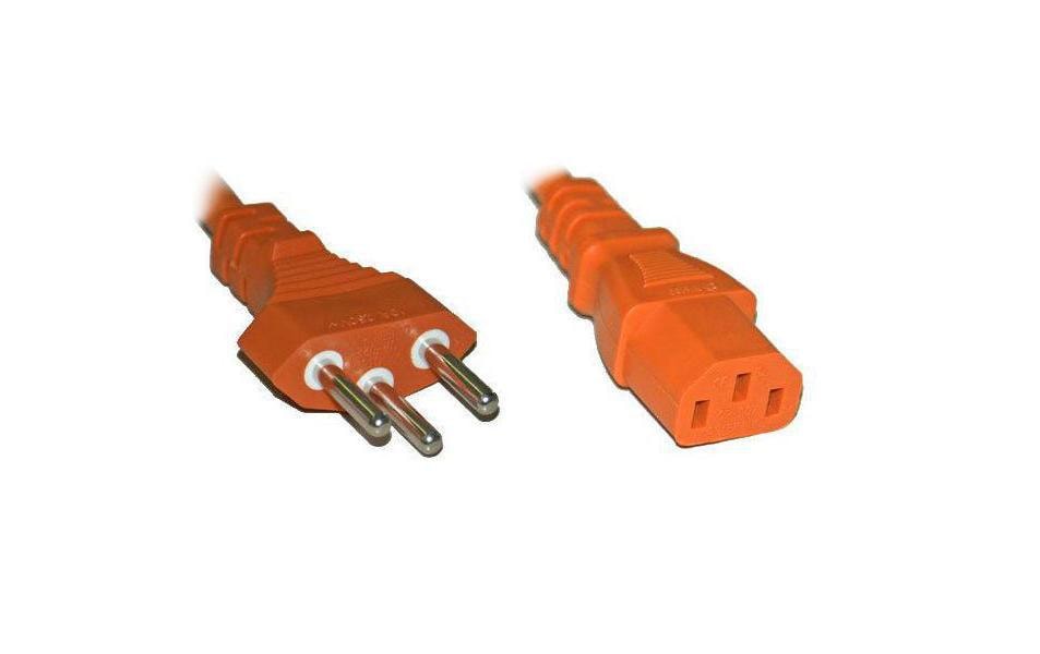 Diggelmann Netzkabel – T12–IEC C13, 3 m, 250 V/10 A, Orange