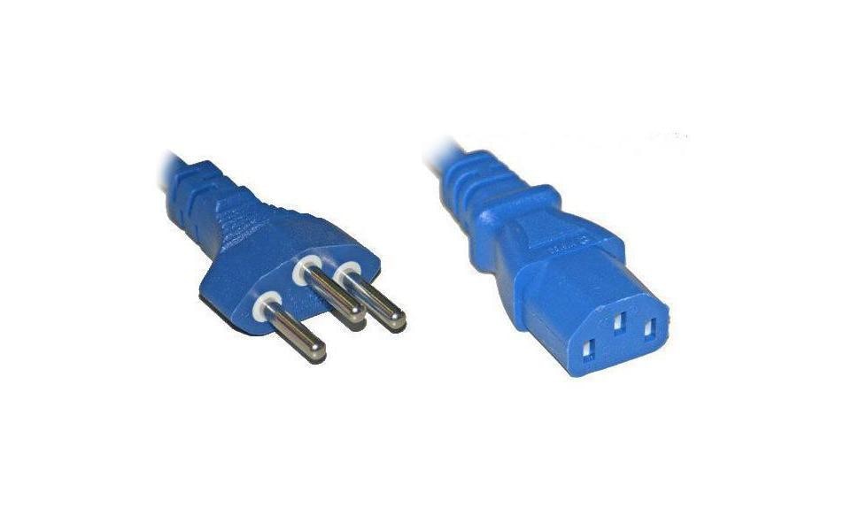 Diggelmann Netzkabel, T12 auf IEC C13, 250 V, 10 A, 5 m, Blau, SPCBLI15-5