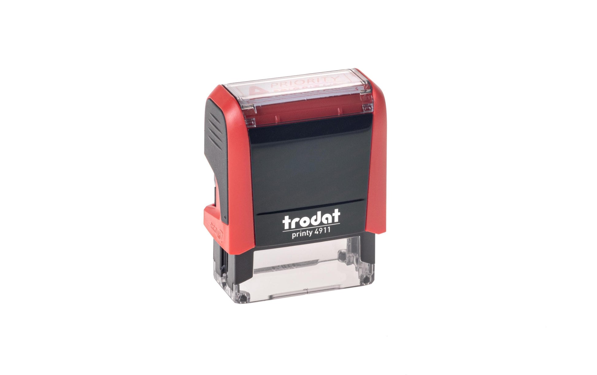 Trodat Printy 4911 – Selbstfärbender Wortstempel, Text A Priority, Deutsch – Abdruck 38 × 14 mm – rot