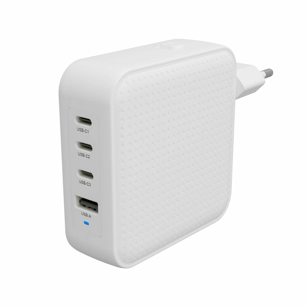HYPER Ladegerät – 100 W, 3× USB-C + 1× USB-A, PD, PPS, QC, GaN – für Laptop, Smartphone, Tablets