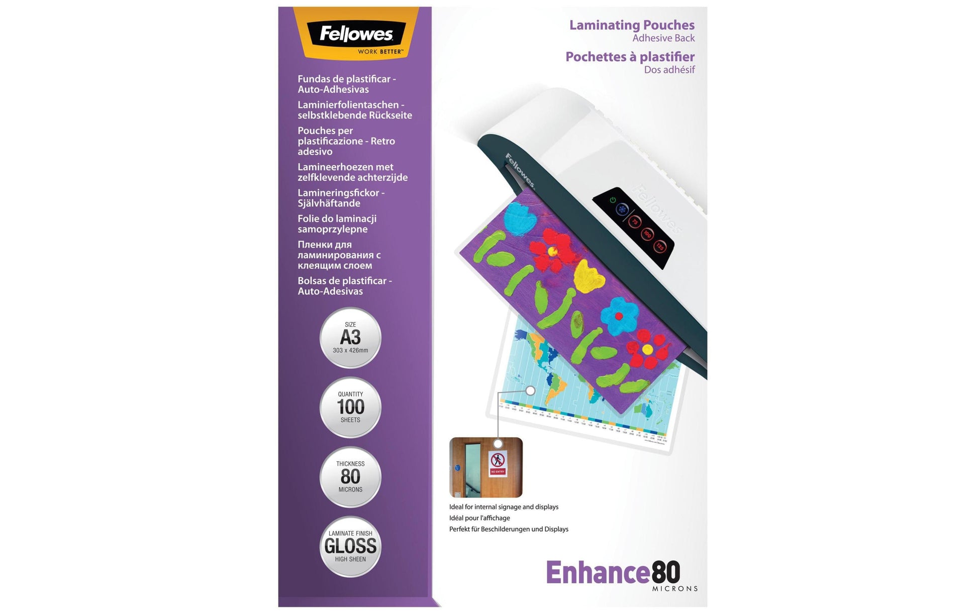 Fellowes Selbstlaminierfolien A3 2 x 80 Mikron, 100 Stk.