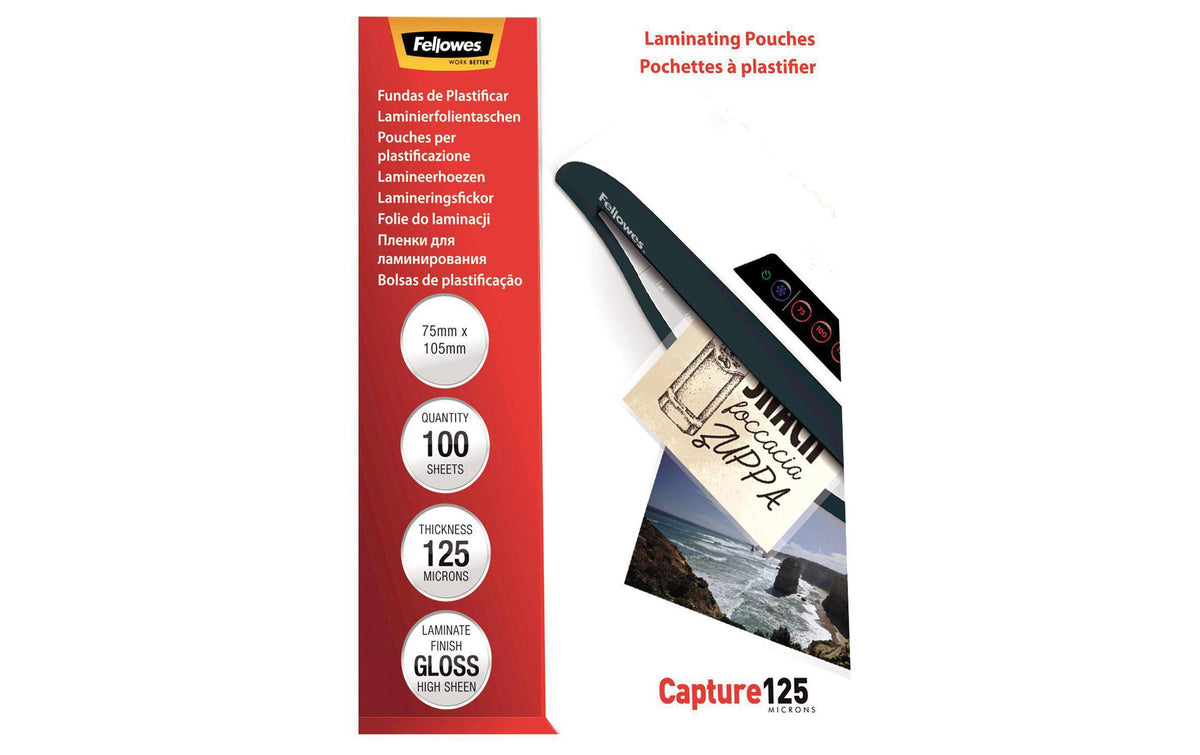 Fellowes Laminierfolien 75 × 105 mm, glänzend – 250 µm, 100 Stk.