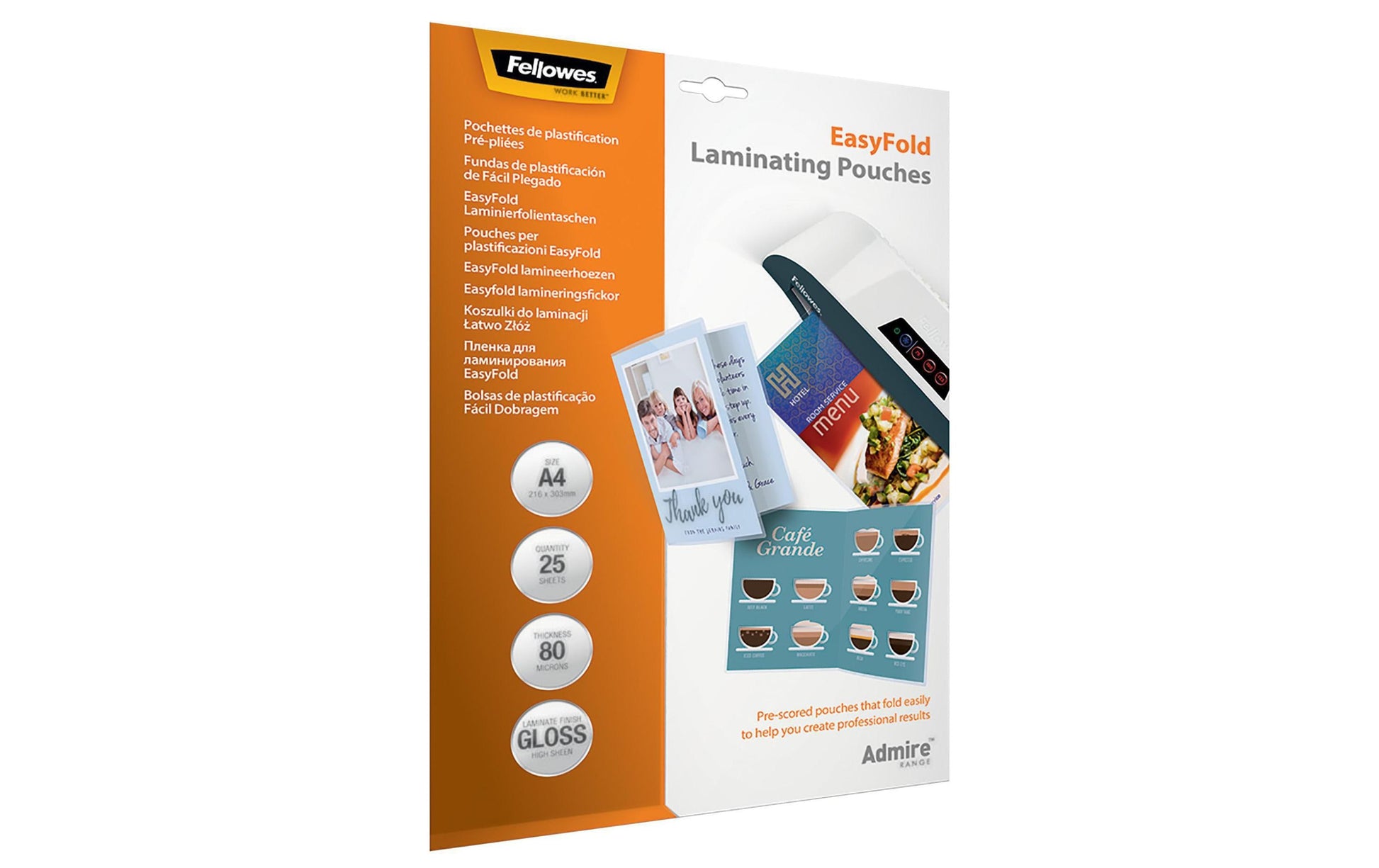 Fellowes Laminierfolien A4 – 160 µm, glänzend, 25 Stück