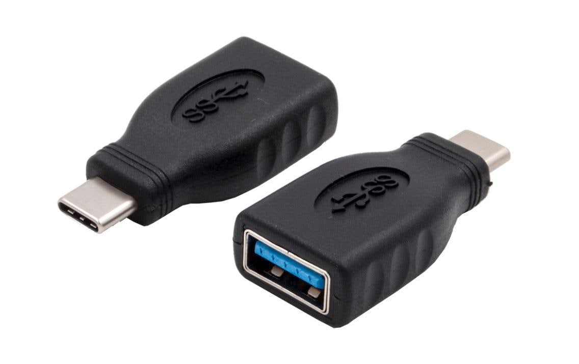 EXSYS EX-47990 Adapter USB-C zu USB-A – USB 3.2 Gen 1 (5 Gbit/s), Aluminium, Schwarz