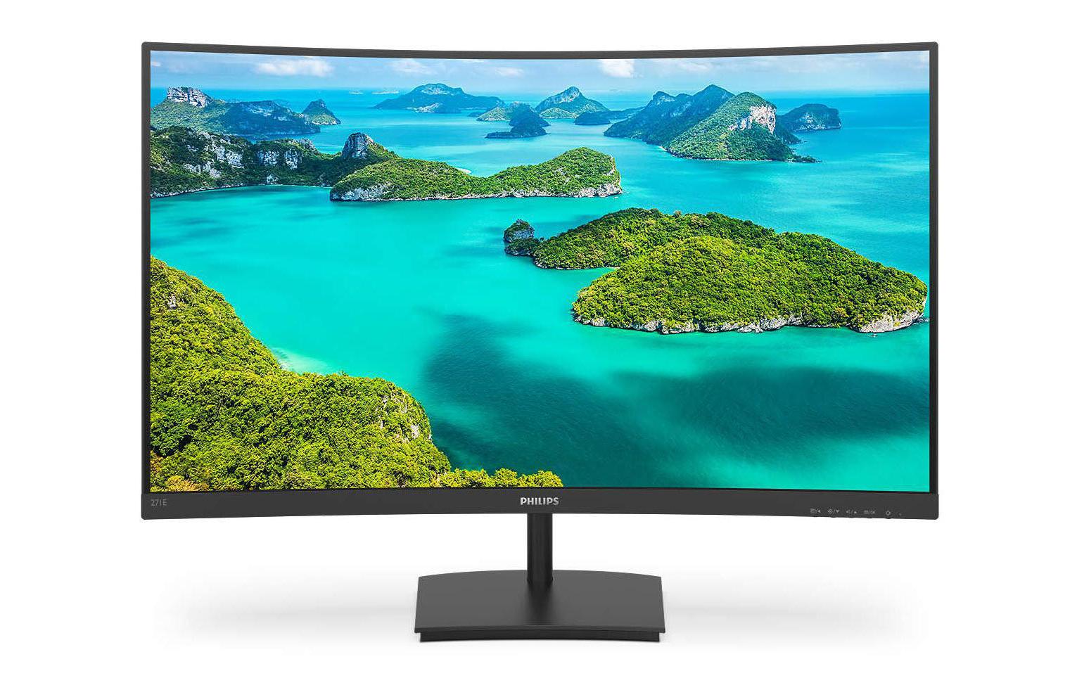 Philips 271E1SCA – Monitor, 27", Curved, 75 Hz, 250 cd/m², Integrierte Lautsprecher, VESA 100 × 100, Schwarz