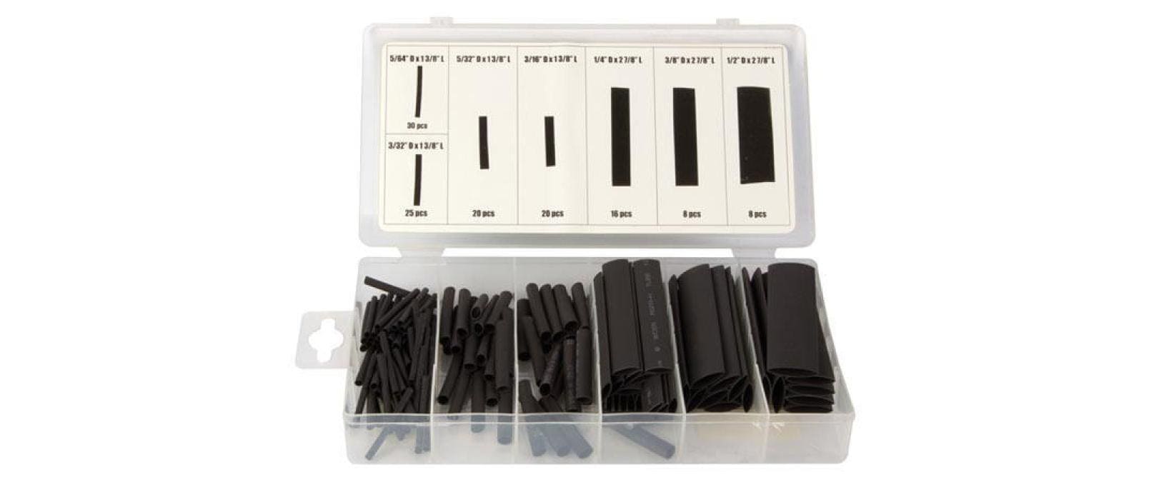 Perel Schrumpfschlauch-Set, 127 Stk., Ø 2–13 mm, 4 cm – schwarz