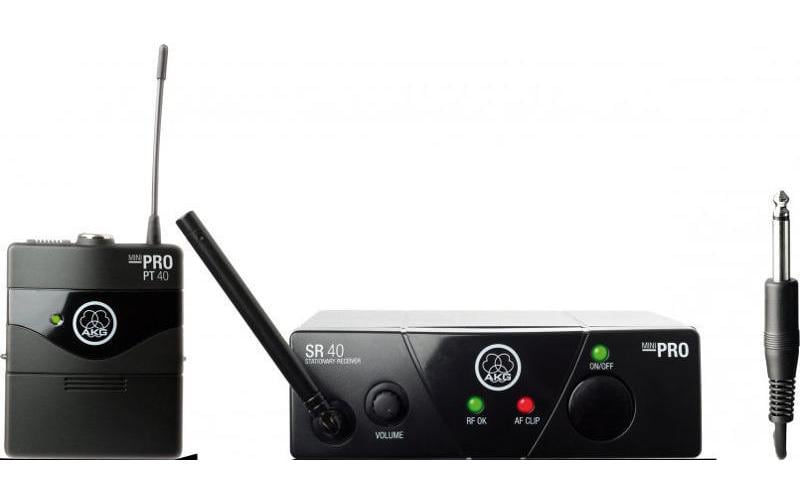 AKG WMS40 Mini ISM1 Instrumenten-Funksystem – 6,35 mm Klinke, Mini XLR, Kabellos, für Instrumente, Schwarz