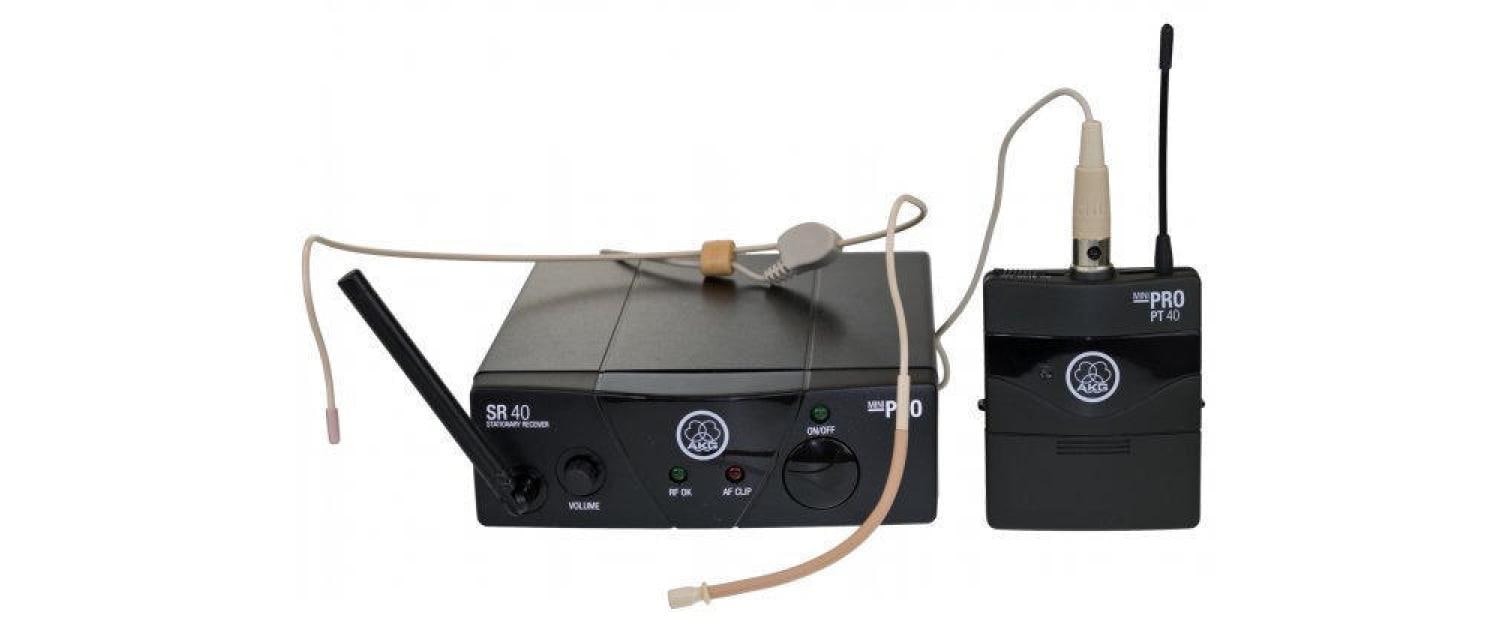 AKG WMS40 Mini Sport Set ISM 1 Mikrofon-Set – 6,35 mm Klinke, Mini XLR, Kabellos, Niere, Schwarz