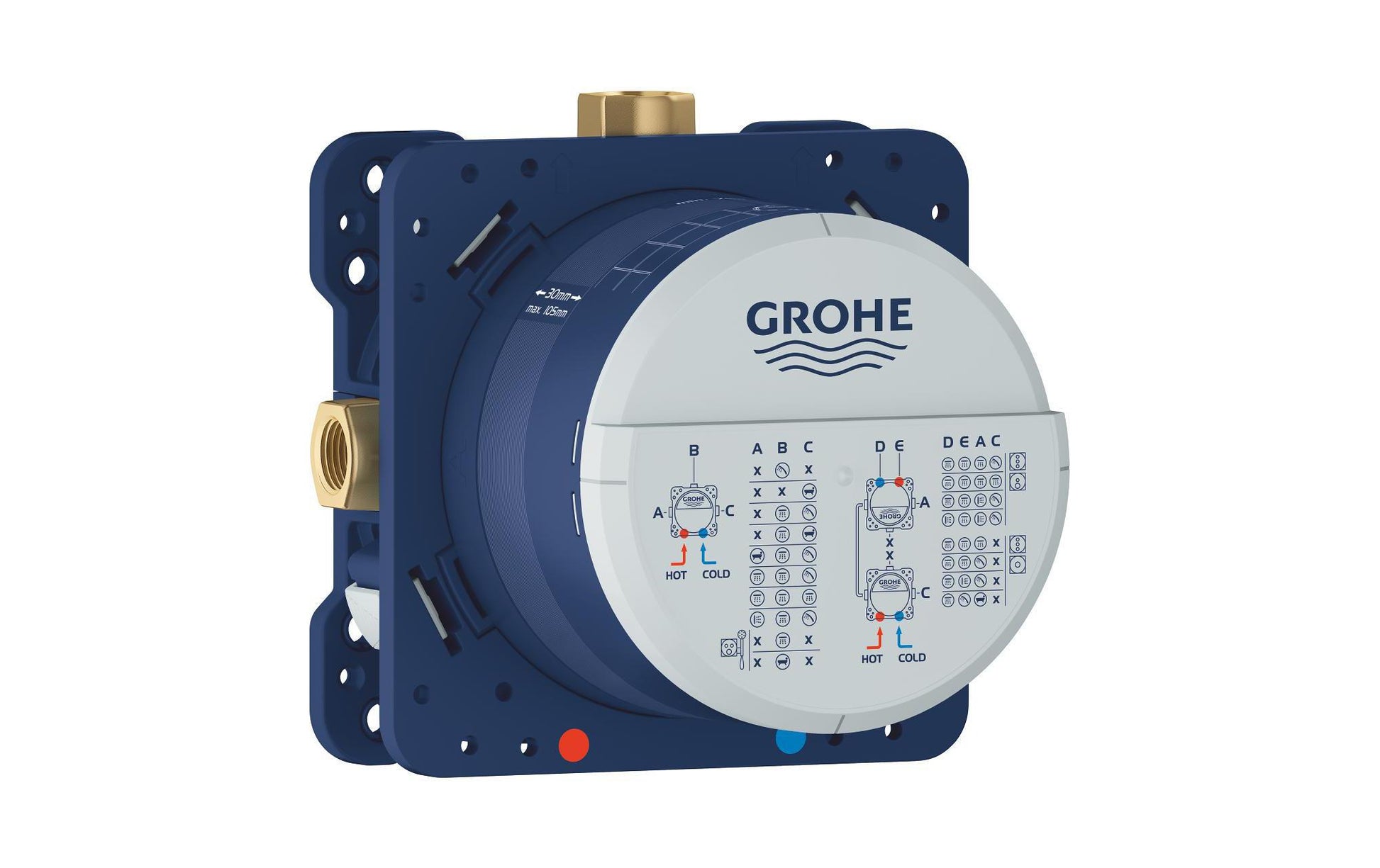 GROHE Badebatterie (Unterputz) Rapido SmartBox – 18,5×18,5×17 cm, Messing/Kunststoff, für 1/2"-Anschluss