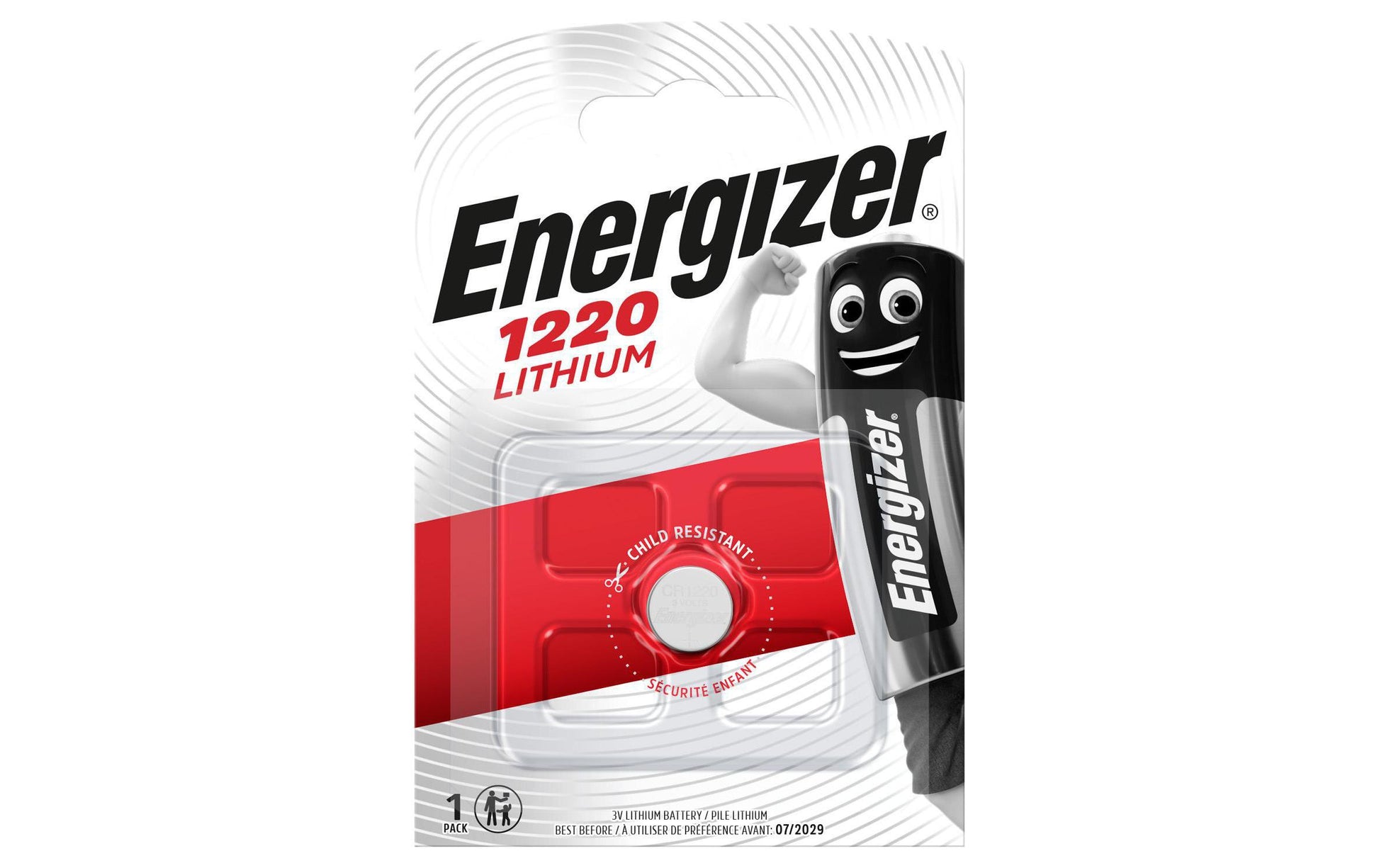 Energizer Knopfzelle CR1220, Lithium, 3 V – 1 Stk.