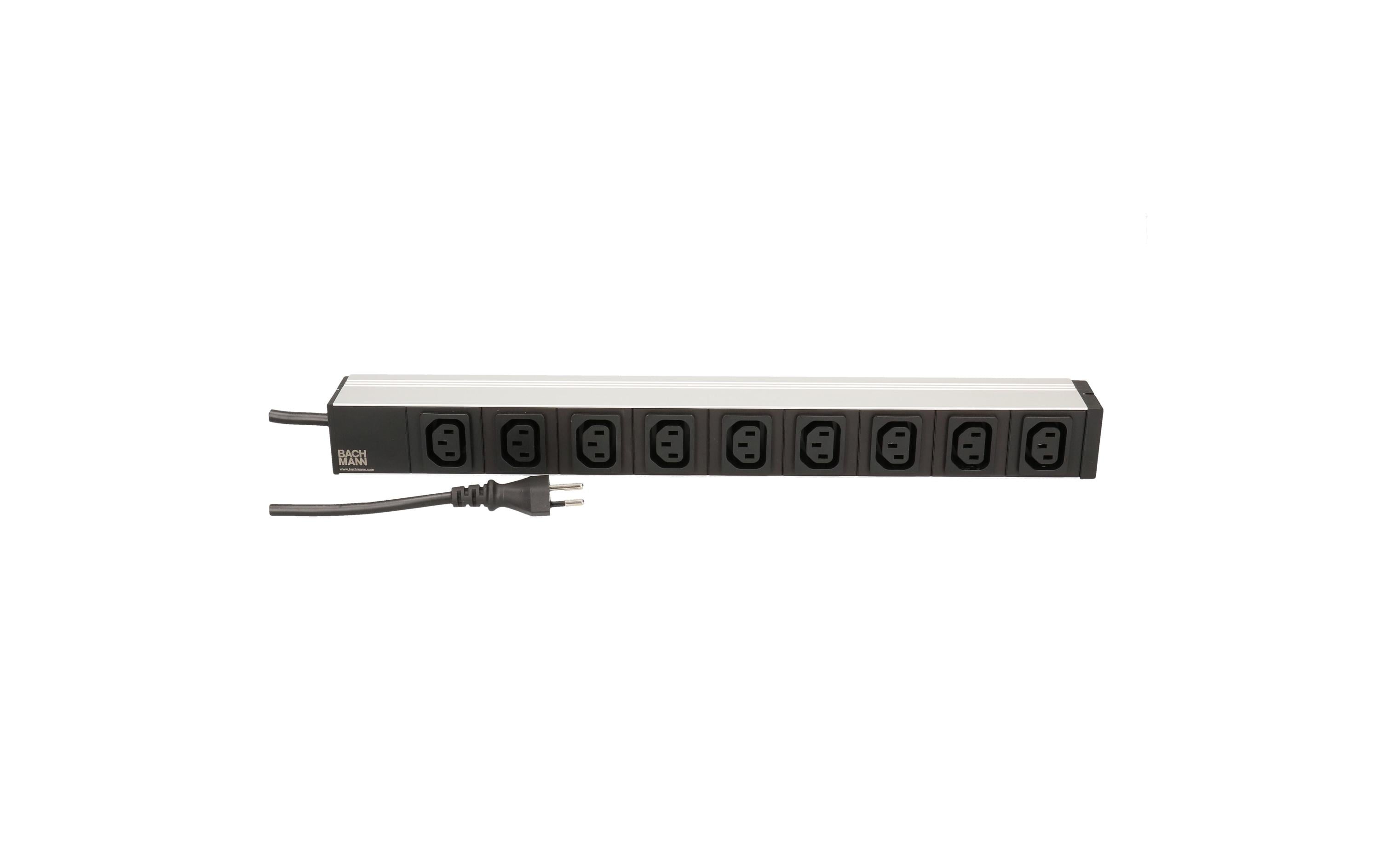 Bachmann Rack-PDU – 1U, 9×C13, T12 Eingang, 3 m Kabel