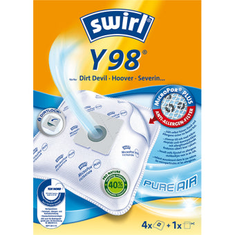 Swirl Staubbeutel Y 98 – 4 Stück, für Dirt Devil, Hoover, Severin