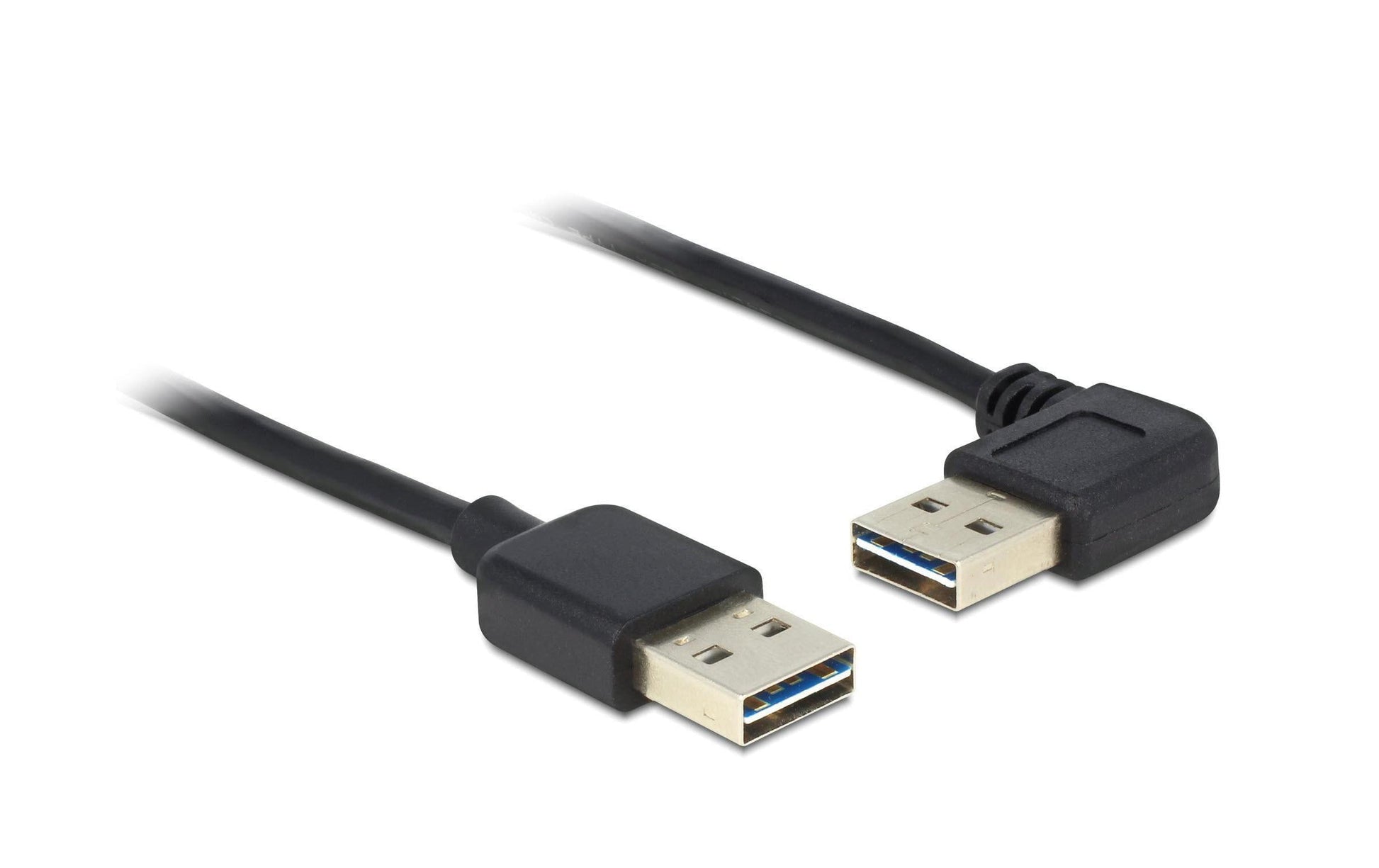 DeLOCK USB-A auf USB-A Kabel – USB 2.0 (480 Mbit/s) – 0,5 m – Abgewinkelt, Goldkontakte – Schwarz