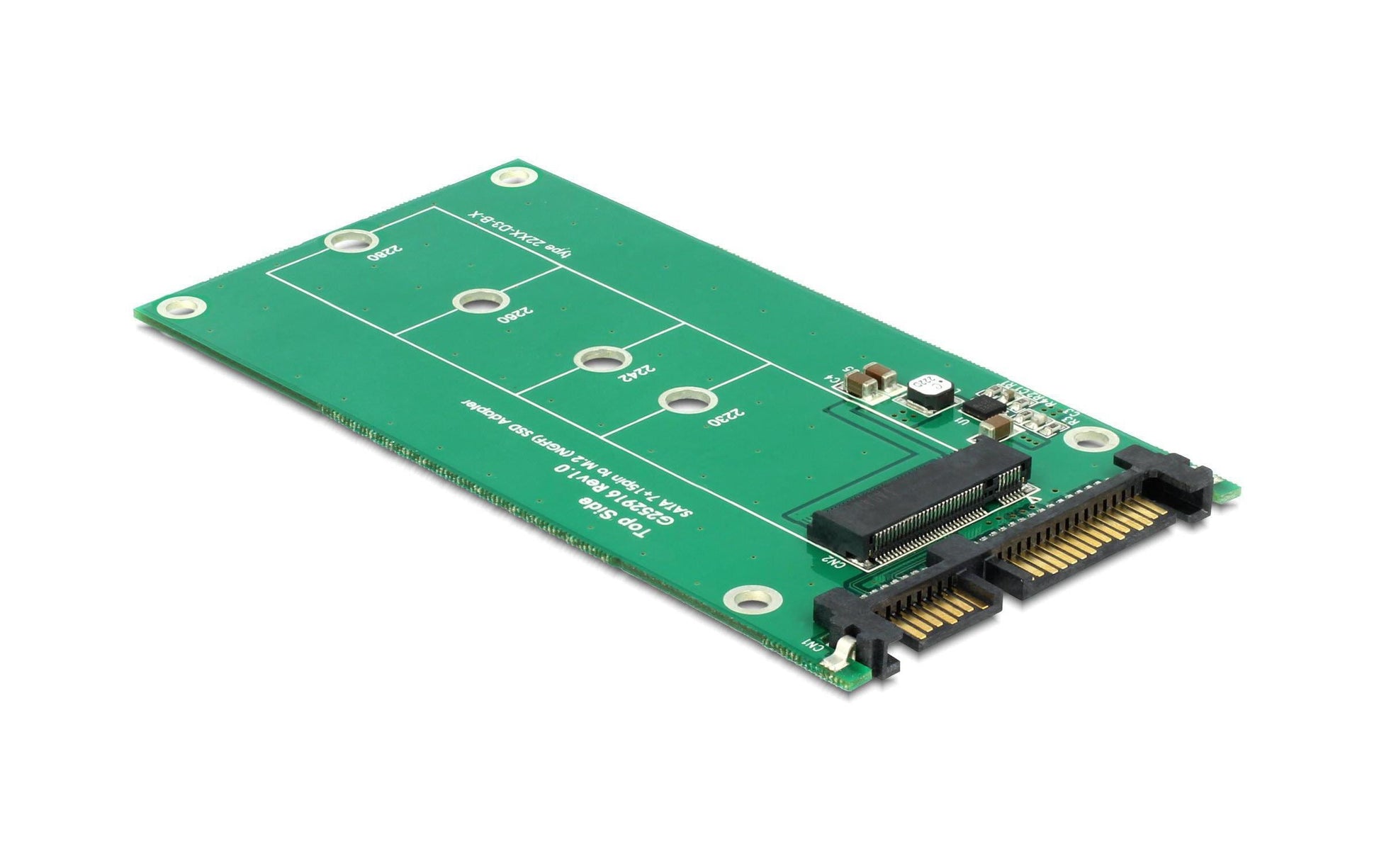 DeLOCK Adapterplatine M.2 (Key-B) zu SATA – für M.2 SATA SSDs (Key-B), ohne Rahmen, Grün
