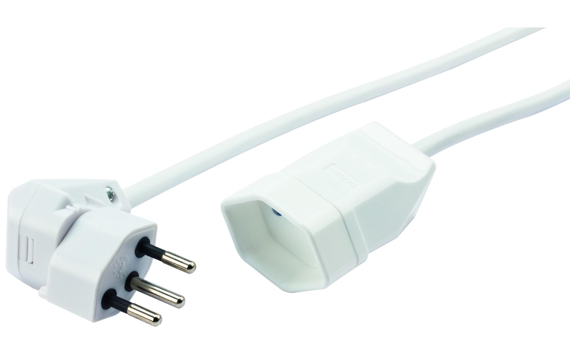 Steffen Verlängerungskabel T12–T13, 1 m, 1 mm², mit Drehwinkelstecker, Kinderschutz – weiss