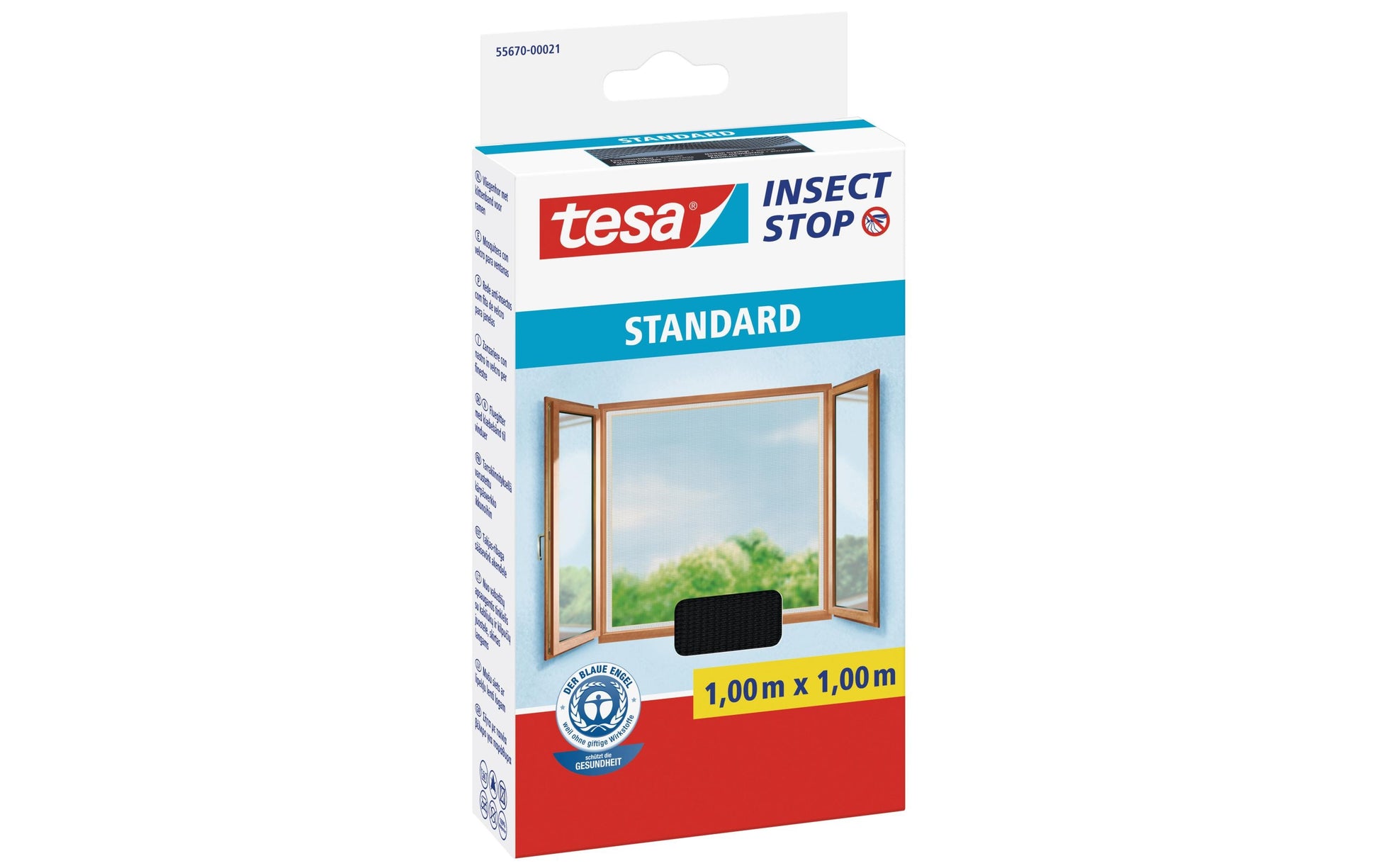 TESA Fenster-Fliegengitter – 100 × 100 cm – anthrazit – für Fenster