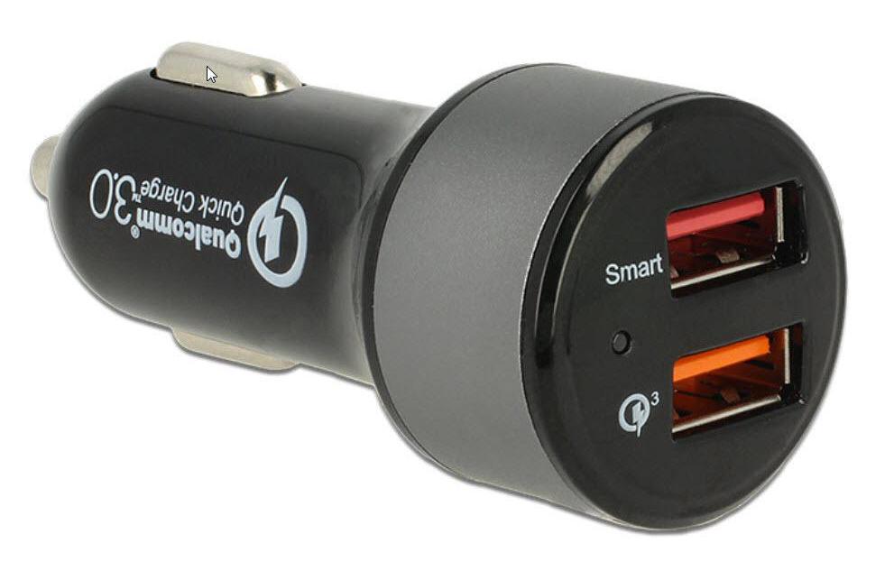 Navilock 62739 Auto-Ladegerät – USB-A×2, QC 3.0 – KFZ-Stecker (12–24 V) – für Smartphones, Tablets u. a.
