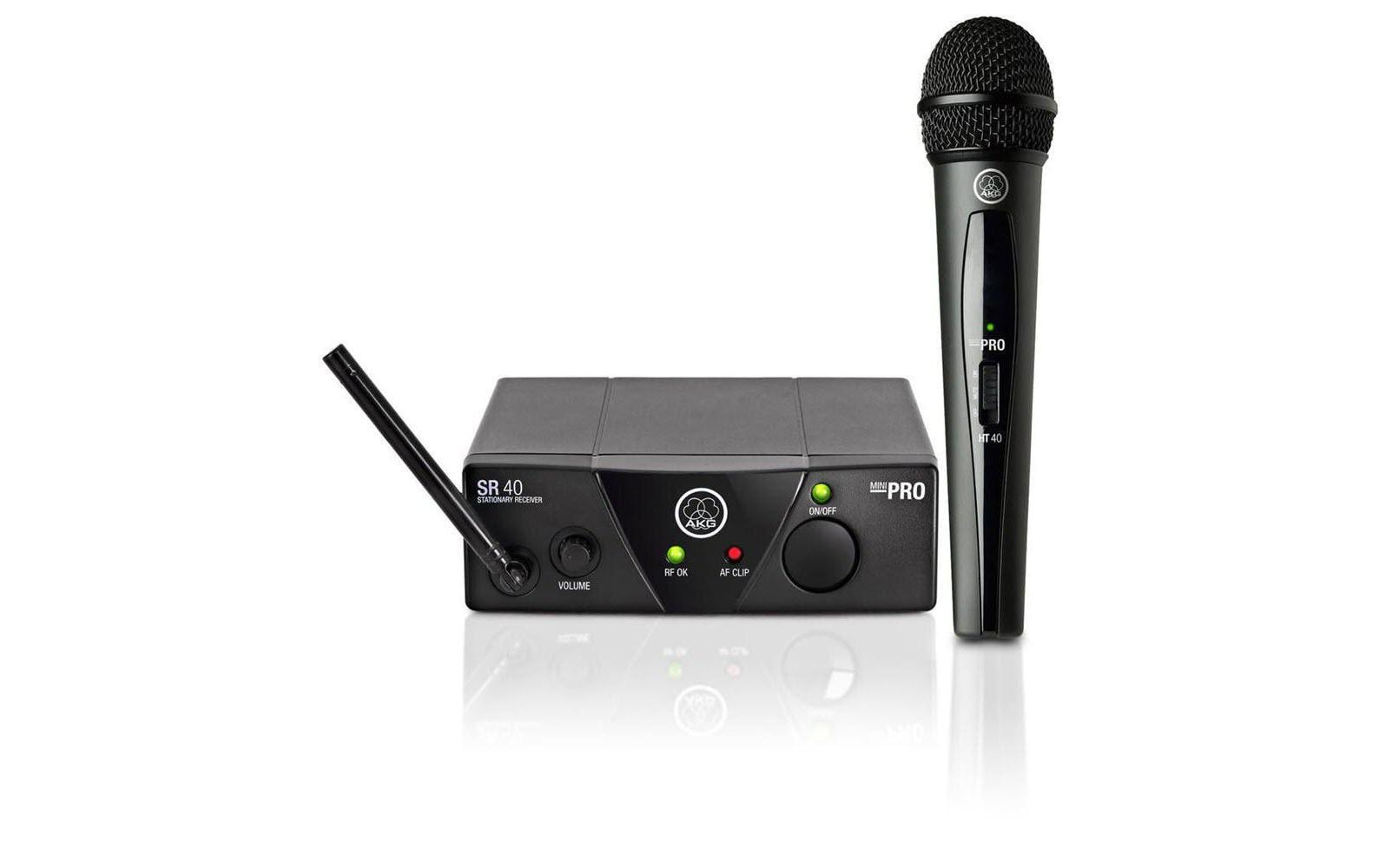 AKG WMS40 Mini Vocal Set ISM2 Bühnenmikrofon-Set – 6,35 mm Klinke, Kabellos, Niere, Schwarz