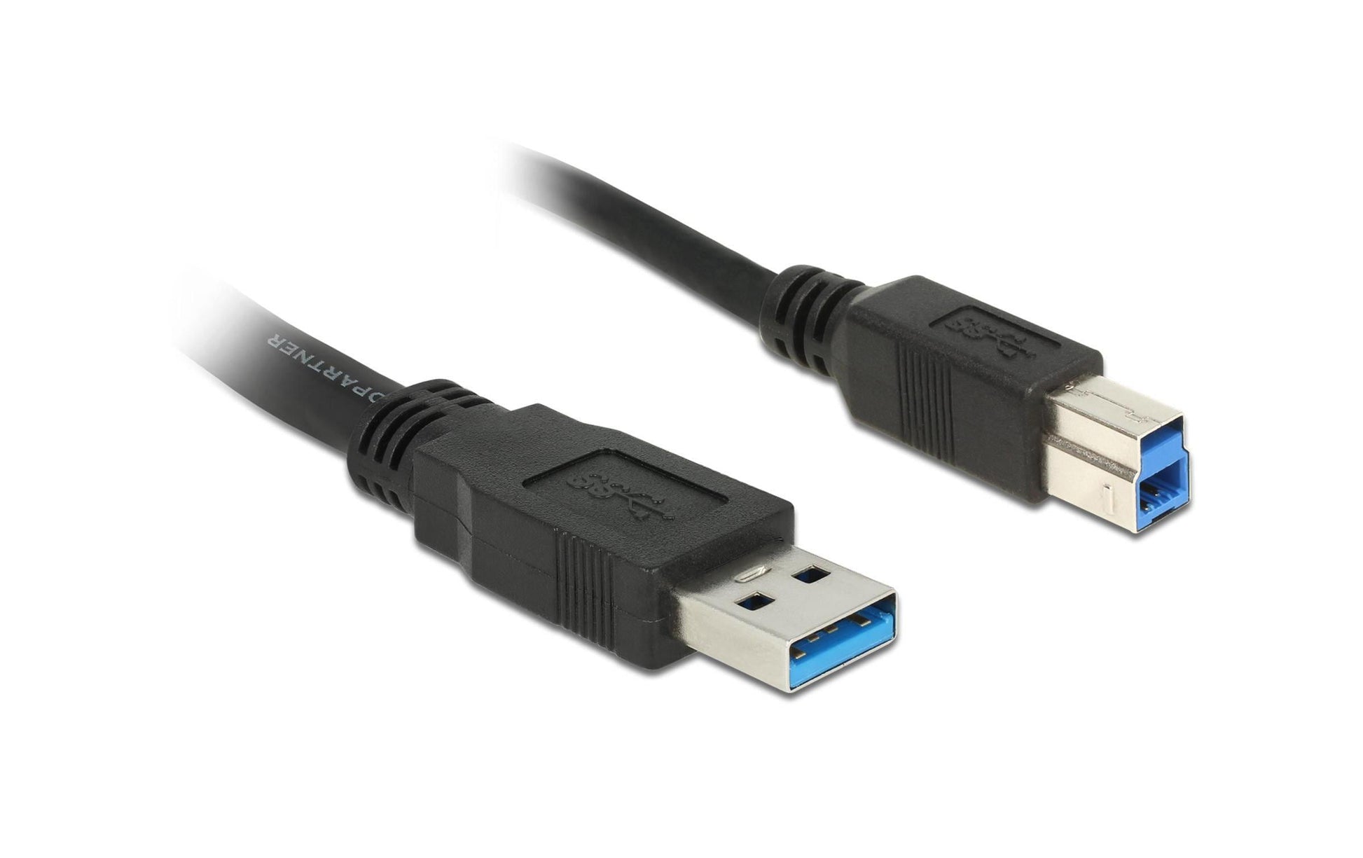 DeLOCK USB-A auf USB-B Kabel – USB 3.2 Gen 1 (5 Gbit/s) – 5 m – Goldstecker – Schwarz