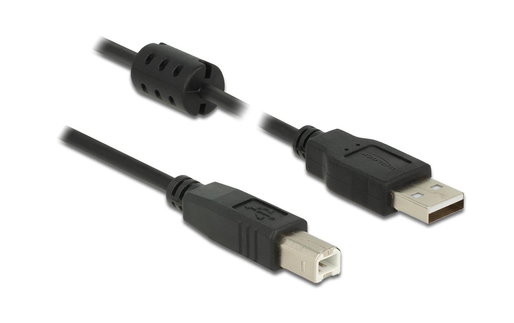 DeLOCK USB-A auf USB-B Kabel – USB 2.0 (480 Mbit/s) – 3 m – Magnetisch abgeschirmt – Schwarz