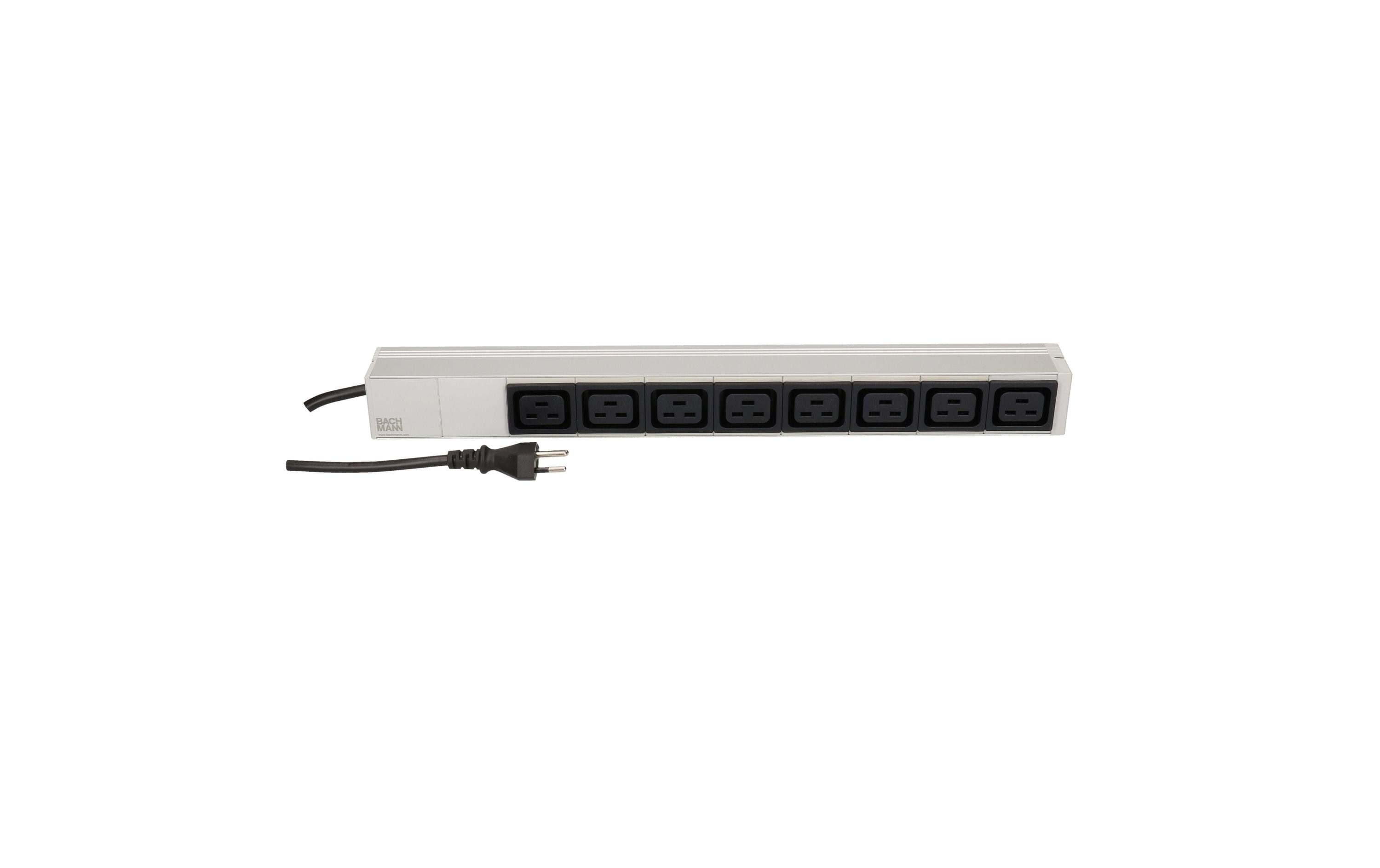 Bachmann PDU ALU Rack-PDU – Rack 1U, 8×C19, Eingang T23, 3 m