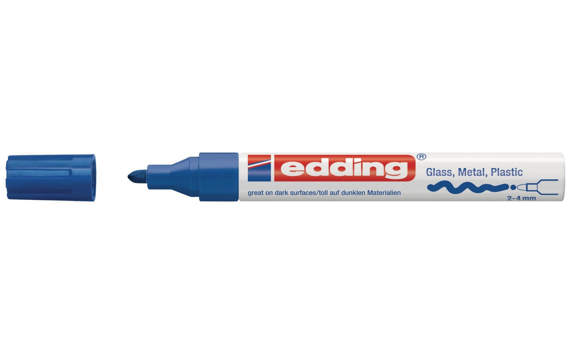 Edding 750 Lackmarker – Feine Spitze 2–4 mm – Blau – für Metall, Papier und Kunststoff