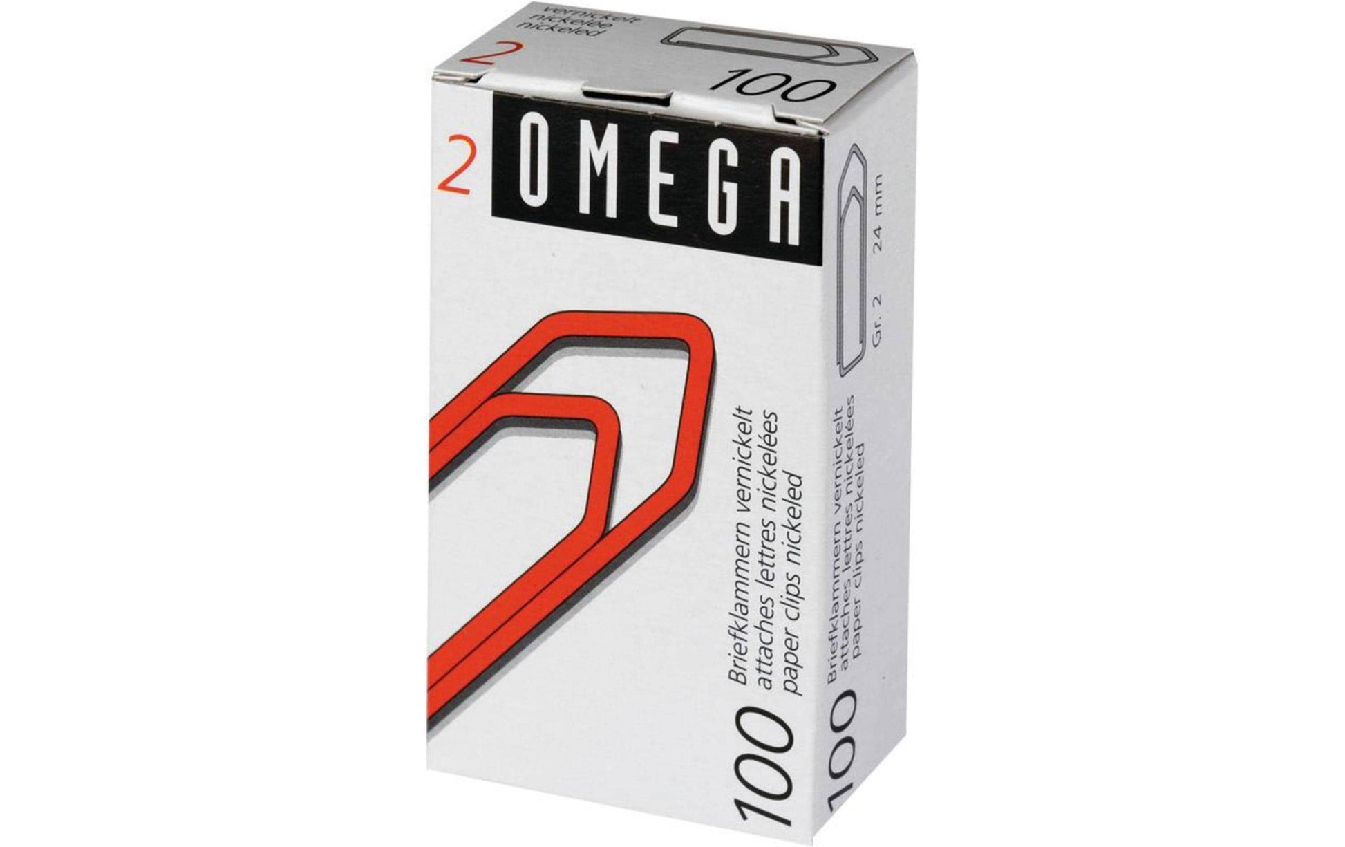 Omega Büroklammern – 24 mm – Metall – Silber – 100 Stück