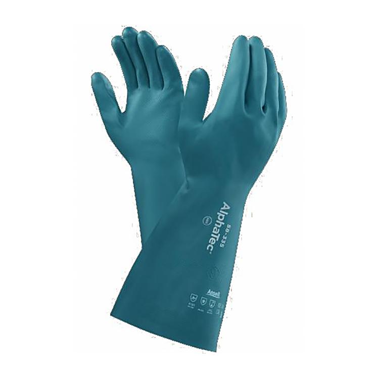 Ansell Arbeitshandschuhe AlphaTec 58-335 – M – Nitril, Meergrün, Schutztulpe, Diamant-Finish, Aquadri