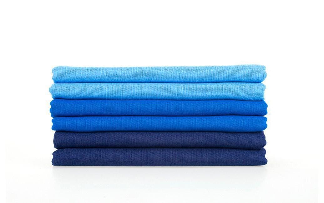 Makian Mulltuch – 80 × 80 cm, Blau, Baumwolle, 6er-Set