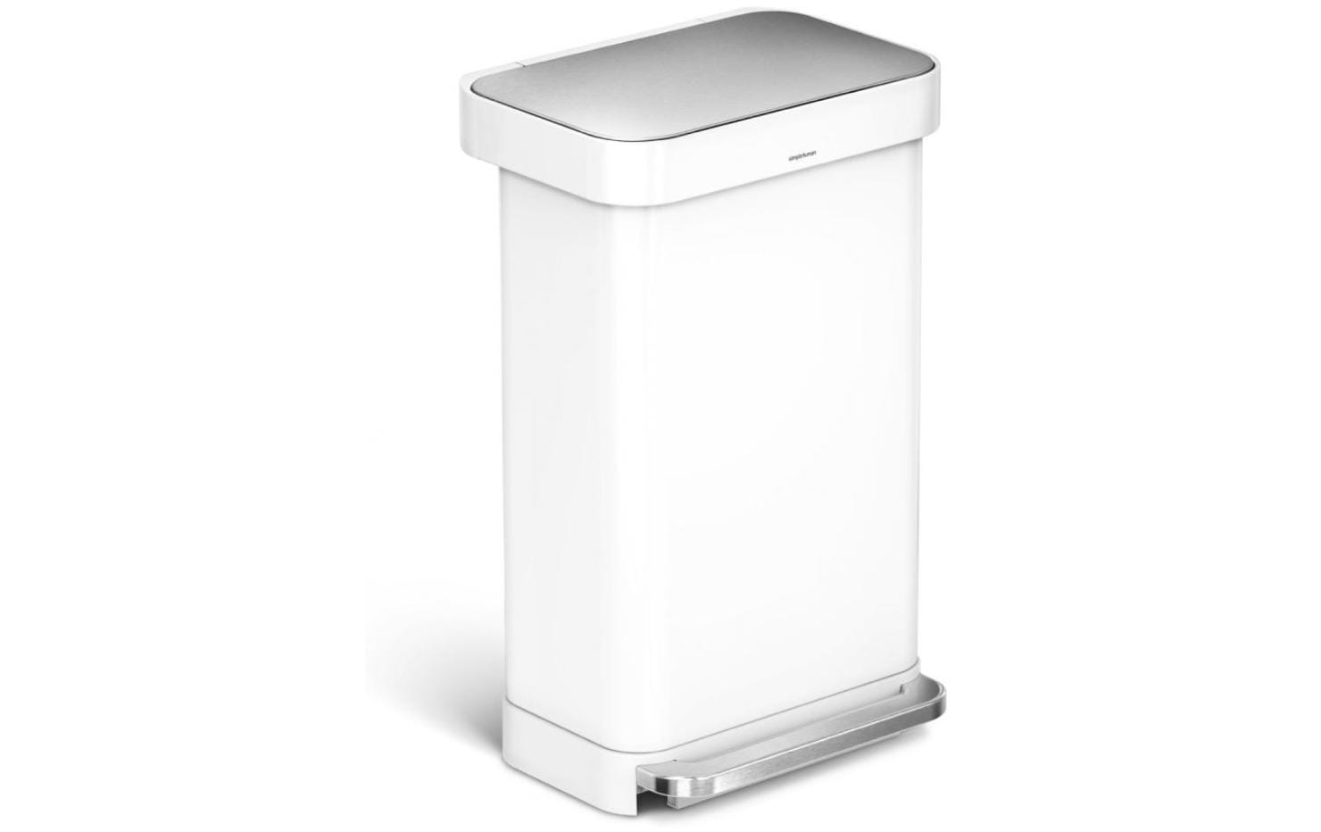 simplehuman Treteimer CW2027 – 45 l – Edelstahl, rechteckig – Weiss