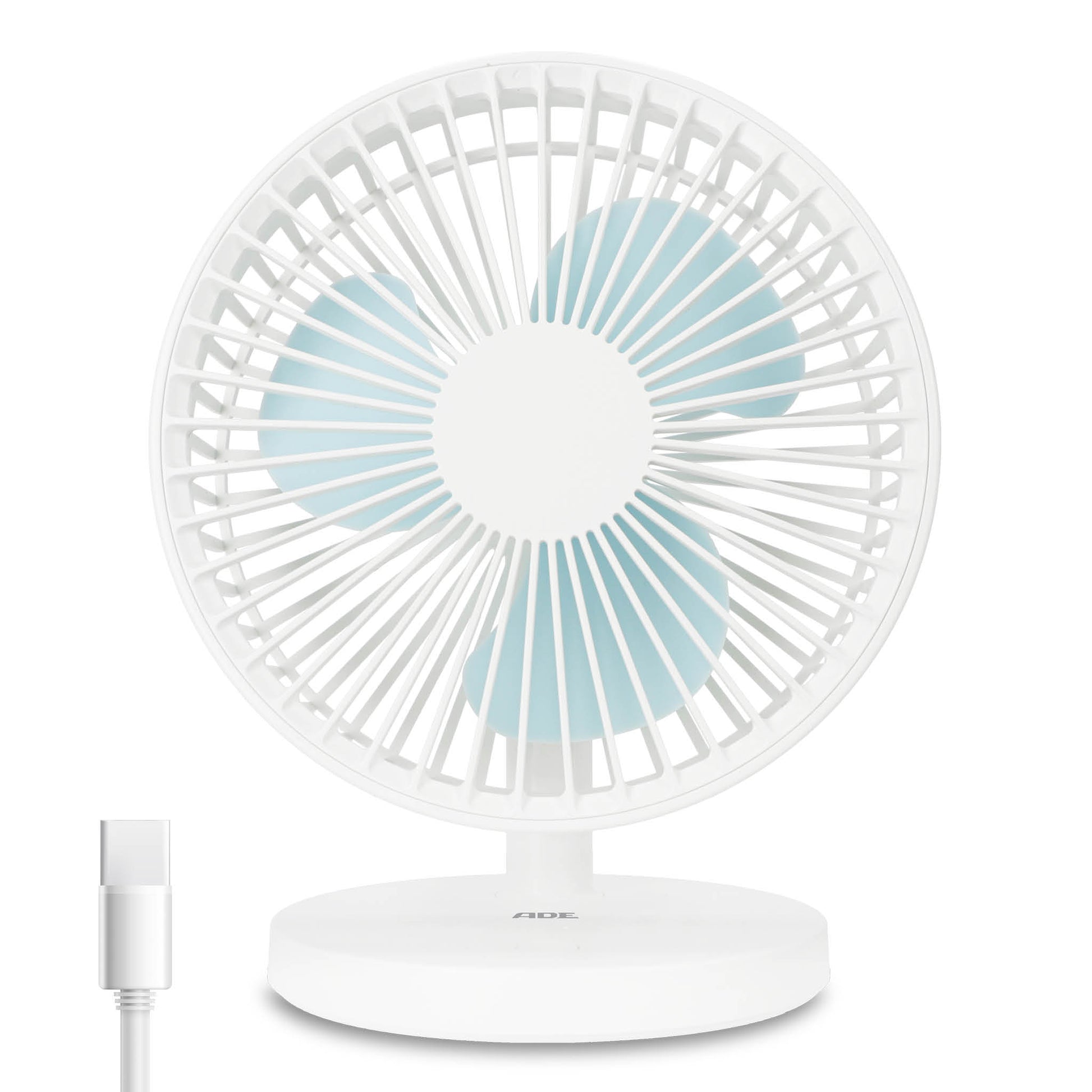 ADE USB-Tischventilator – 18 cm, 3 Stufen, 22 dB, Weiss