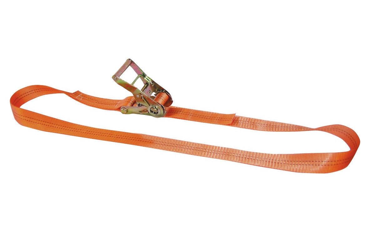 SpanSet Schlaufenband 6'000 × 35 mm, Polyester, Orange, mit Schnalle, mit Ratsche, Zurrkraft 2000 kg